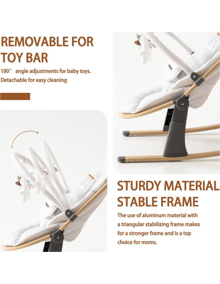 Silla Balancín Swegrow para Bebés - 2 en 1, Ajustable, Blanco