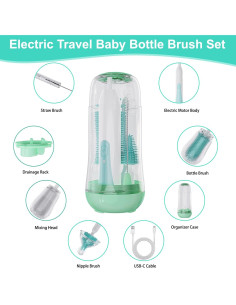Juego de Cepillos Eléctricos VSTM 6 en 1 para Biberones Verde 2
