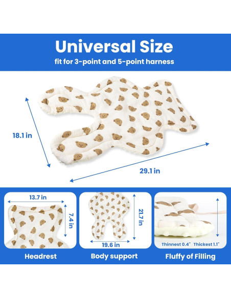 Funda Cojín 2 en 1 para Asiento de Coche Bebé Osos