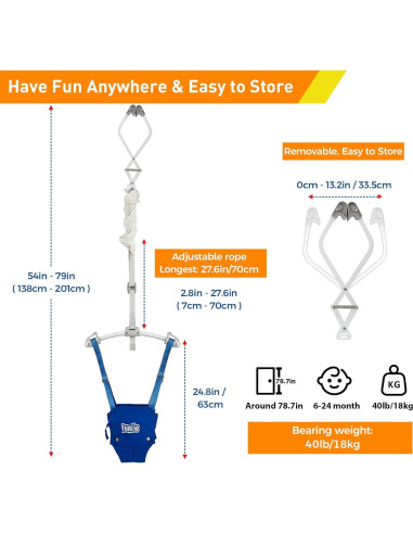 Saltador de Puerta para Bebés FUNLIO Ajustable 6-24 Meses