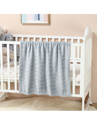 Manta Ligera Acogedora CREVENT 76x102 cm para Bebés Gris Claro