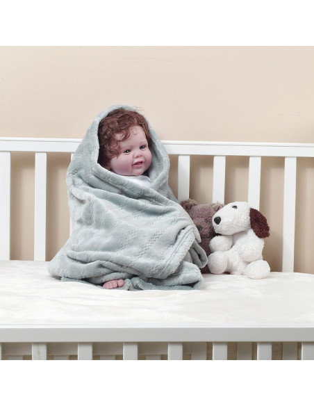 Manta Ligera Acogedora CREVENT 76x102 cm para Bebés Gris Claro