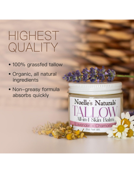 Bálsamo de Sebo Orgánico 56.7g - Lavanda y Manzanilla - Hidratante Multiusos