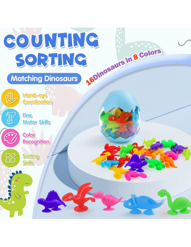 Tazas de Succión de Dinosaurios Tepear - 16 Piezas para Bebés