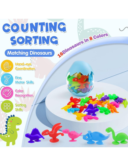 Tazas de Succión de Dinosaurios Tepear - 16 Piezas para Bebés Tazas de Succión de Dinosaurios Tepear - 16 Piezas para Bebés