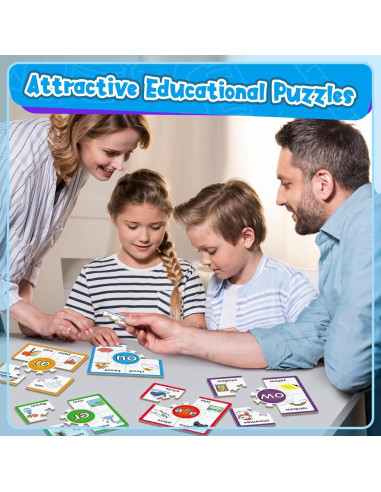 Juegos de Rompecabezas de Fonética Edulok - 15 Tarjetas para Niños