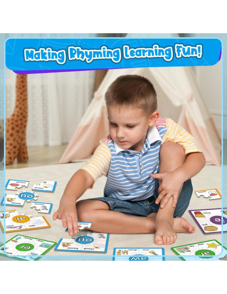Juegos de Rompecabezas de Fonética Edulok - 15 Tarjetas para Niños