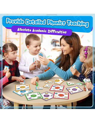 Juegos de Rompecabezas de Fonética Edulok - 15 Tarjetas para Niños