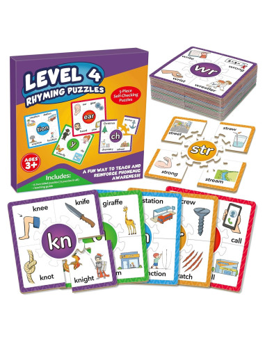 Juegos de Rompecabezas Fonéticos Edulok - 15 Tarjetas para Preescolar