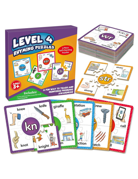 Juegos de Rompecabezas Fonéticos Edulok - 15 Tarjetas para Preescolar