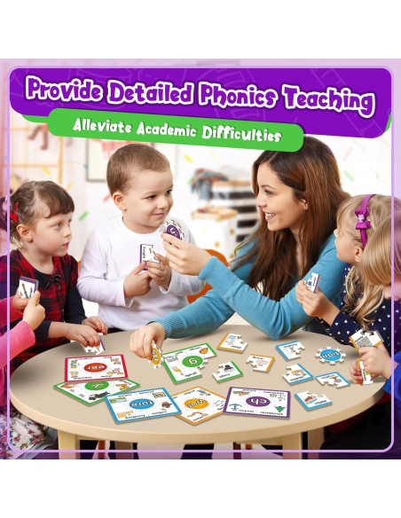 Juegos de Rompecabezas Fonéticos Edulok - 15 Tarjetas para Preescolar