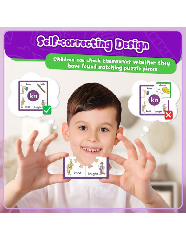 Juegos de Rompecabezas Fonéticos Edulok - 15 Tarjetas para Preescolar