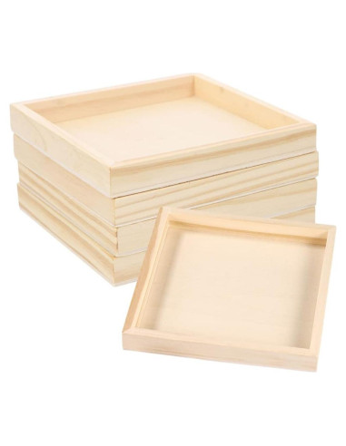 Juego de 5 Bandejas de Madera Anidadas SEWACC Cuadradas