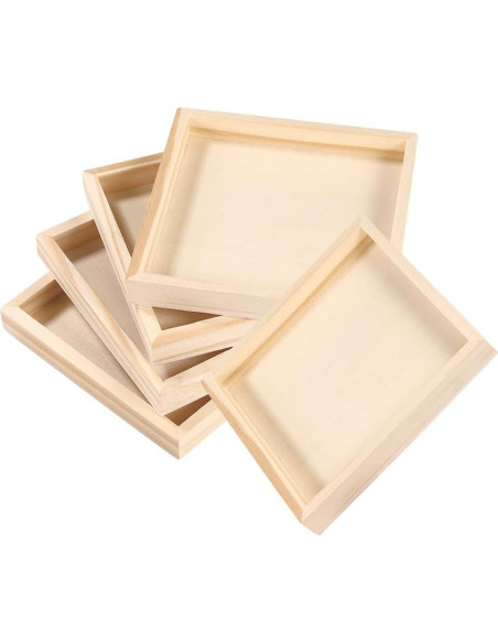 Juego de 5 Bandejas de Madera Anidadas SEWACC Cuadradas