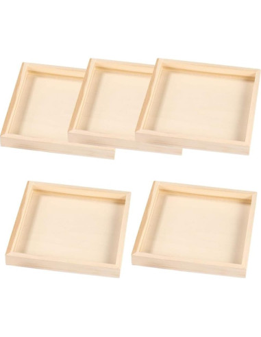 Juego de 5 Bandejas de Madera Anidadas SEWACC Cuadradas