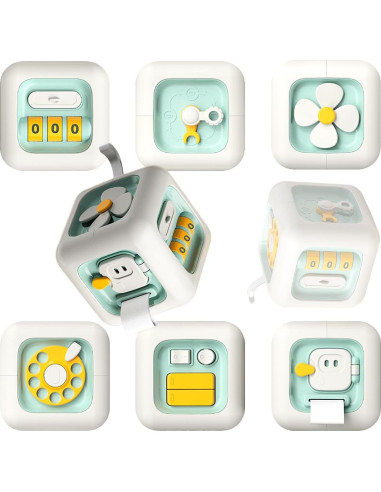 Cubo de Actividad Montessori Verde ZhildChen 6 en 1 para Niños