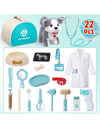 Kit de Veterinario Lorfancy 22 Piezas Juguete Interactivo