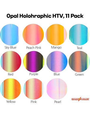 Vinilo de Transferencia Holográfico Opal Stardustworkx 11 Hojas 25x30 cm