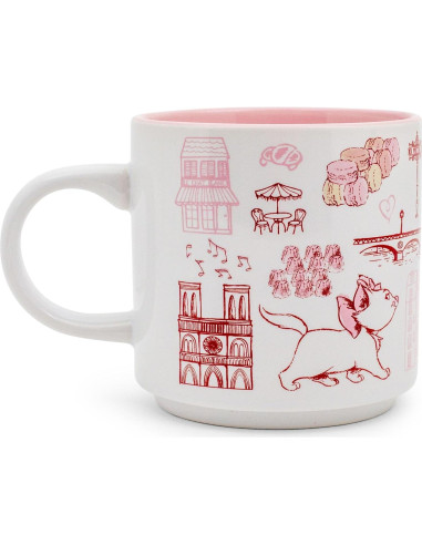 Taza Cerámica Disney Aristogatos Marie Rosa 385ml