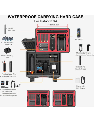 Funda Impermeable Tomat para Insta360 X4/X3, Doble Capa, IP67