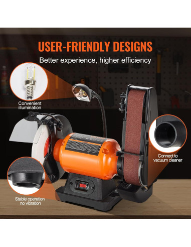 Esmeril de Banco VEVOR 8" y Lijadora de Banda 2" x 28"