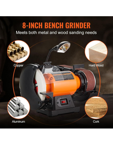 Esmeril de Banco VEVOR 8" y Lijadora de Banda 2" x 28"