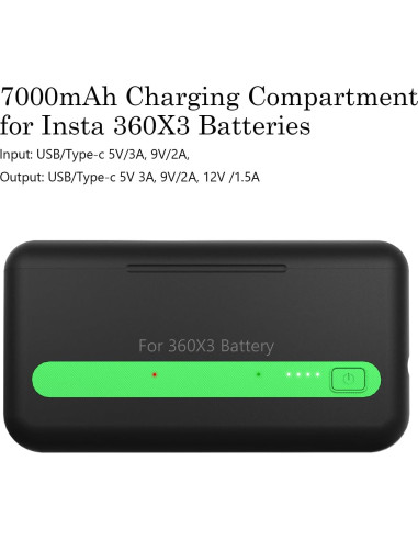 Cargador Inalámbrico Doble 7000mAh para Insta360 X3