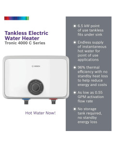 Calentador de Agua Eléctrico Sin Tanque Bosch 6.5 kW Blanco 2