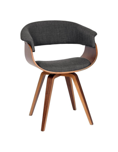Silla de Comedor Armen Living Summer en Tela Carbón y Nogal