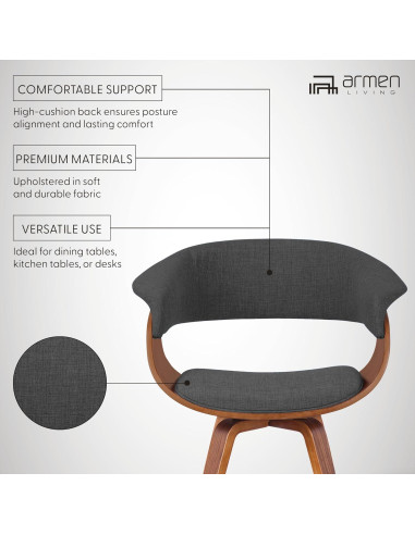 Silla de Comedor Armen Living Summer en Tela Carbón y Nogal