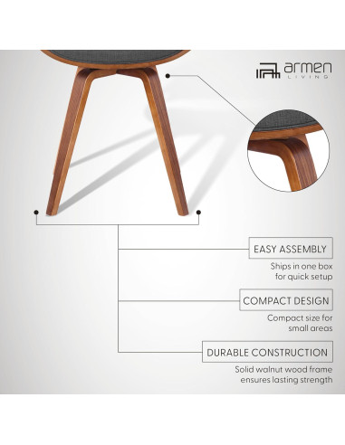 Silla de Comedor Armen Living Summer en Tela Carbón y Nogal