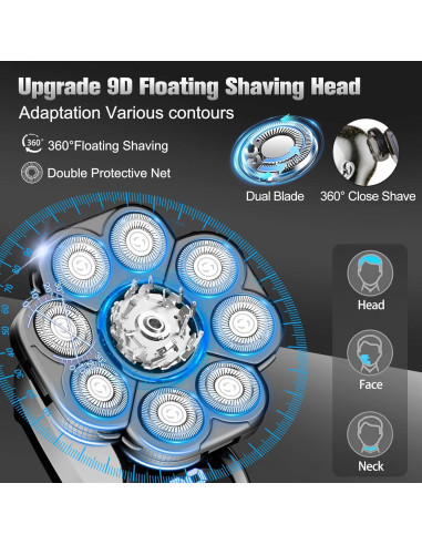 Afeitadora Eléctrica 9D Handsomemen Impermeable 5 en 1