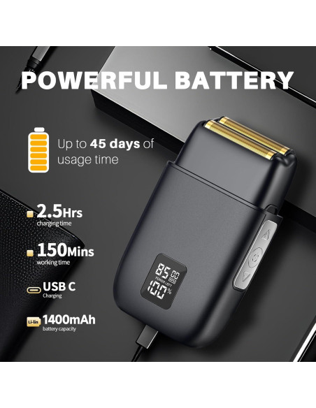 Afeitadora eléctrica Justnard a prueba de agua USB-C LED