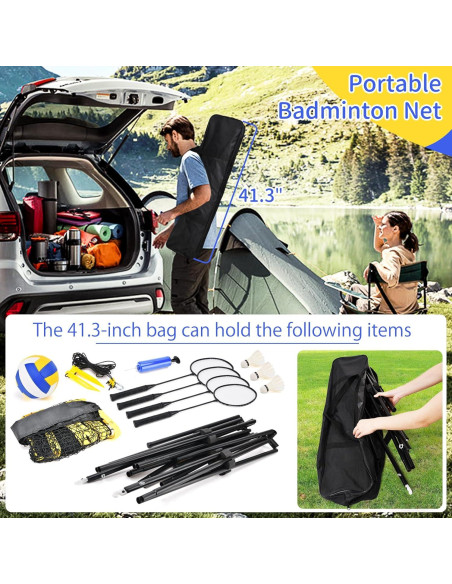 Set 2 en 1 de Badminton y Voleibol AZUNYYDS, Red Ajustable 5.18m