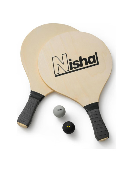 Juego de Paddle Ball Nisha - Set Completo con 2 Raquetas y 2 Pelotas