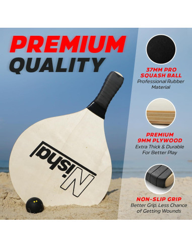 Juego de Paddle Ball Nisha - Set Completo con 2 Raquetas y 2 Pelotas