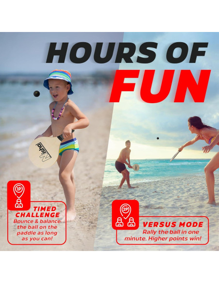 Juego de Paddle Ball Nisha - Set Completo con 2 Raquetas y 2 Pelotas