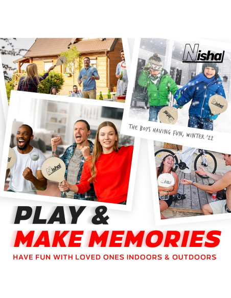 Juego de Paddle Ball Nisha - Set Completo con 2 Raquetas y 2 Pelotas