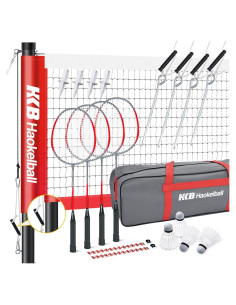 Juego de Bádminton Haokelball con Red Portátil y 4 Raquetas