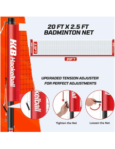 Juego de Bádminton Haokelball con Red Portátil y 4 Raquetas 2