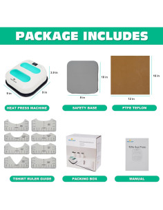 Prensa Térmica Portátil MECOLOUR 23x23 cm Verde con Accesorios 2