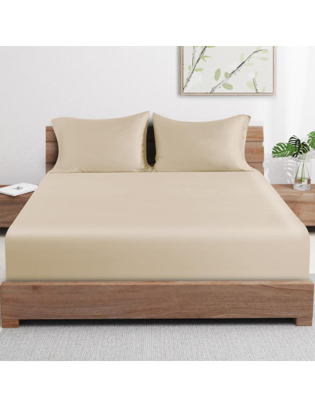 Sábana Ajustable Viscosa de Bambú Zaizaihome California King 400 Hilos