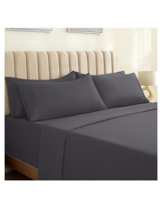 Juego de sábanas LuxClub 3 piezas Twin Microfibra Gris