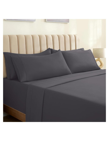 Juego de sábanas LuxClub 3 piezas Twin Microfibra Gris Juego de sábanas LuxClub 3 piezas Twin Microfibra Gris