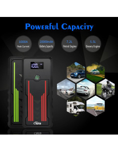Arrancador de Salto Portátil CTWJO 1000A 20000mAh 12V 2
