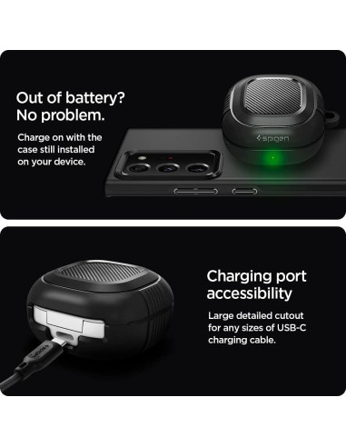 Funda Protectora Spigen Rugged Armor para Galaxy Buds - Negro Mate