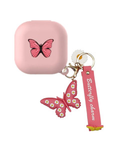 Funda de Silicona Rosa para Samsung Galaxy Buds 2 Pro con Llavero