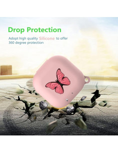 Funda de Silicona Rosa para Samsung Galaxy Buds 2 Pro con Llavero 2