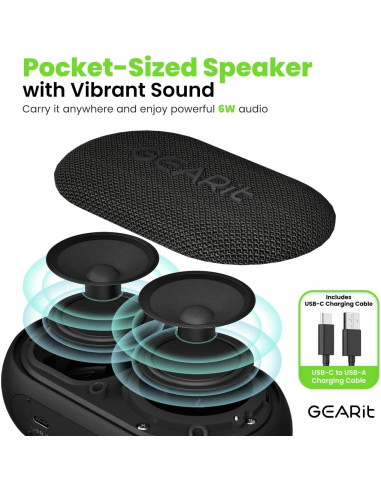 Altavoz Bluetooth Inalámbrico GEARit 6W Impermeable IPX7