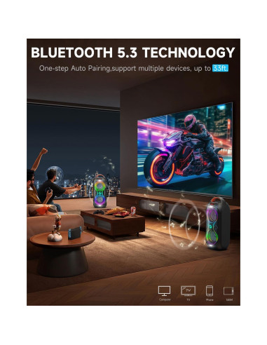 Altavoz Bluetooth Halokin DF-720 40W 120dB Portátil con Luces LED